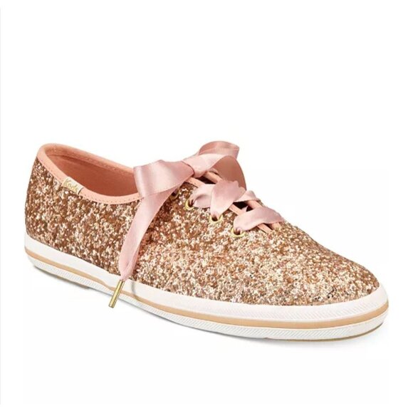 Keds For Kate Spade New York Glitter Rose Gold Lace-Up‎ Sneaker Size 7 - Picture 12 of 12